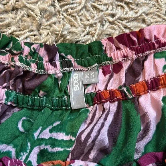 ASOS Y2K Cottagecore Boho Tropical Romantic Off The Shoulder Floral Blouse Sz16 - Picture 5 of 9